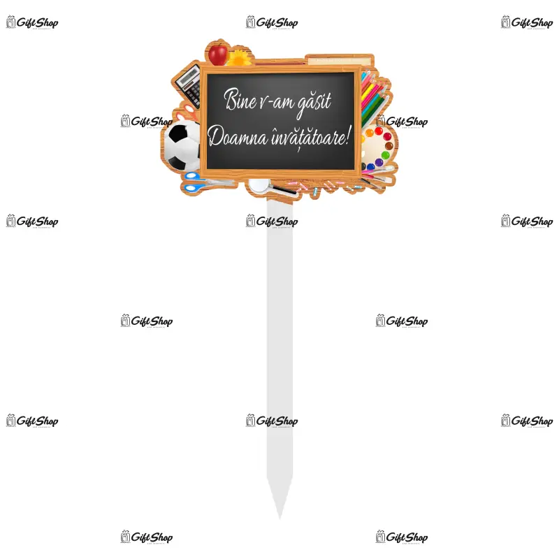 Bine v-am gasit in noul doamna invatatoare, topper lemn, model a